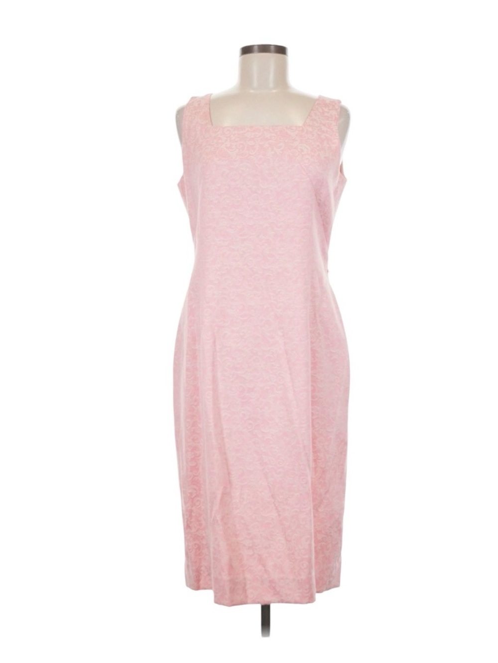 Sharon Young Light Pink Square-Neck Midi Dress
